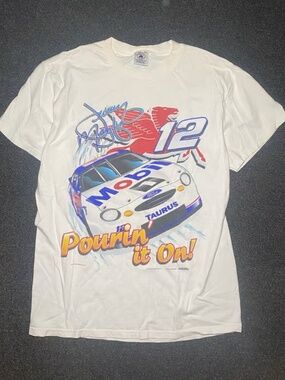 Vintage Jeremy mayfield #12 nascar mobil 1 1998 graphic shirt size medium